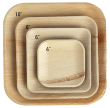 Load image into Gallery viewer, Palm Leaf Plates Square Dinner ALL SIZES Plates 4&quot;-10&quot; Inch (Set of - Green EcoTopia
